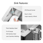 15" x 15" x 9" Stainless Steel Drop In Kitchen Sink
