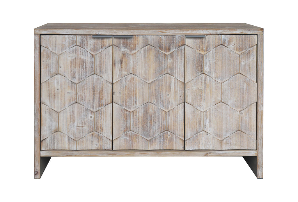 Farmhouse Style 3 Door Wooden Accent Cabinet