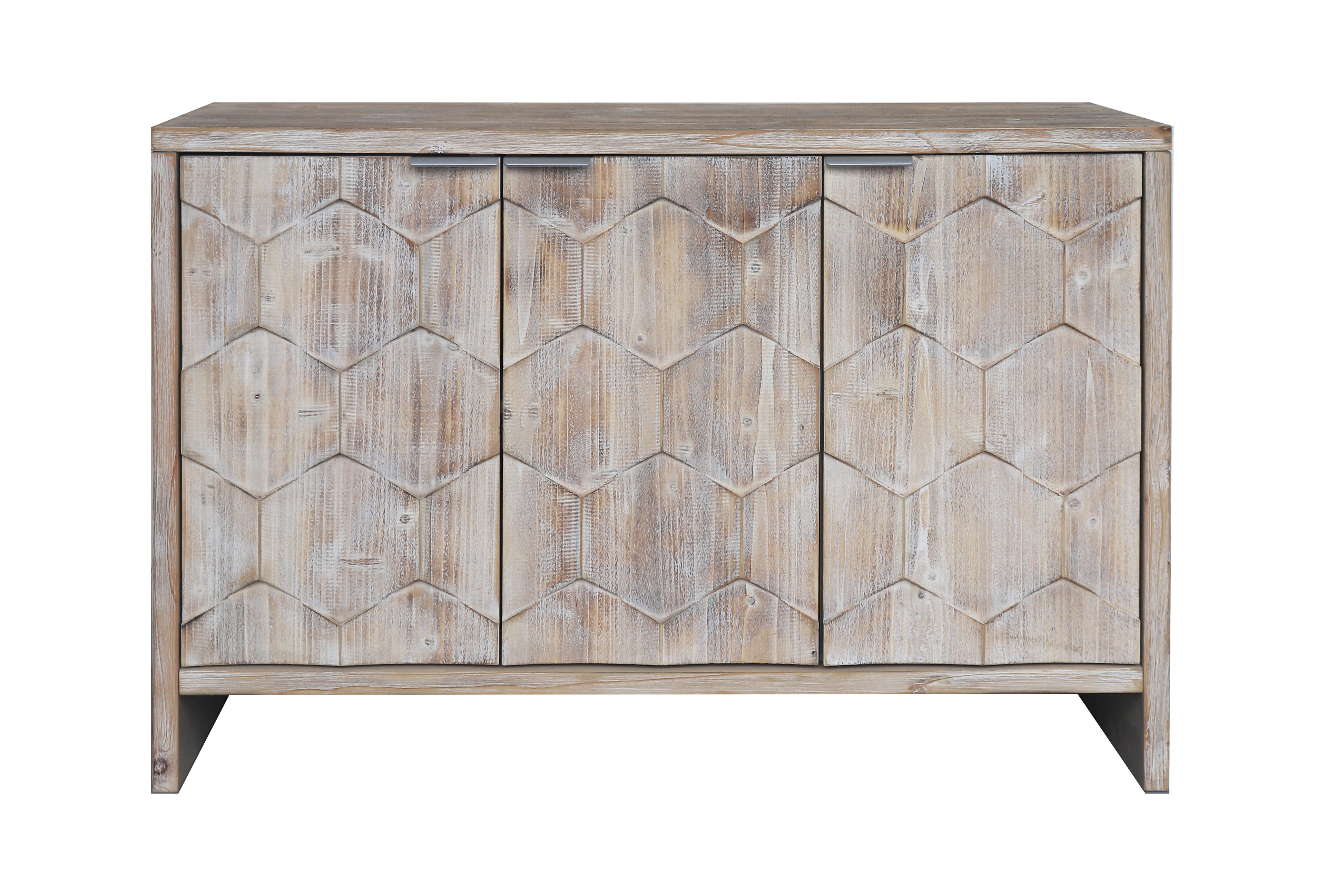 Farmhouse Style 3 Door Wooden Accent Cabinet