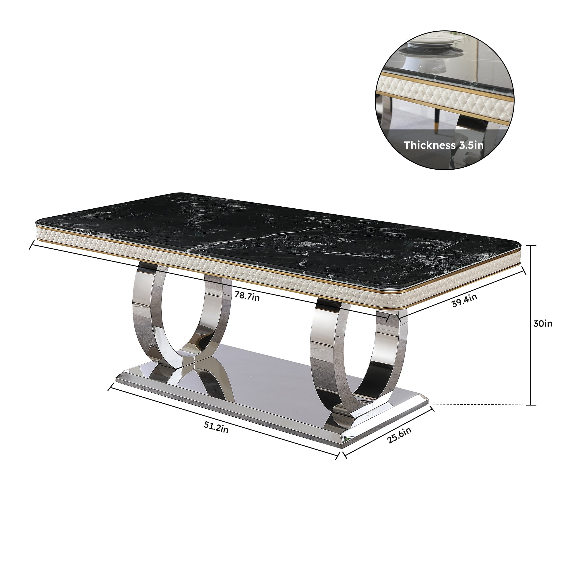 Luxury Modern Dining Table - 78.7 Inch