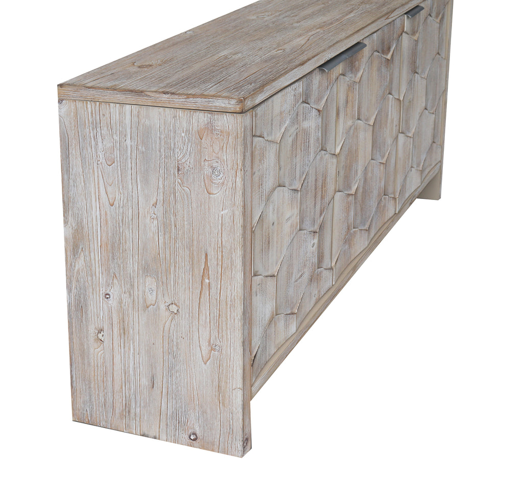 Farmhouse Style 3 Door Wooden Accent Cabinet