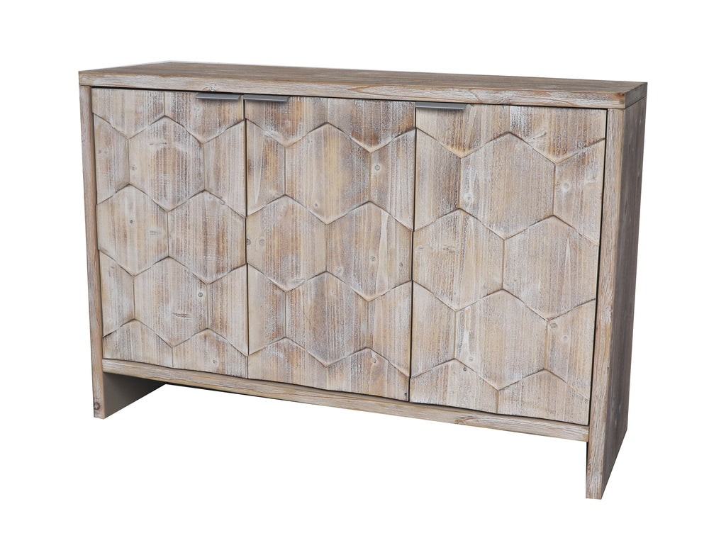 Farmhouse Style 3 Door Wooden Accent Cabinet