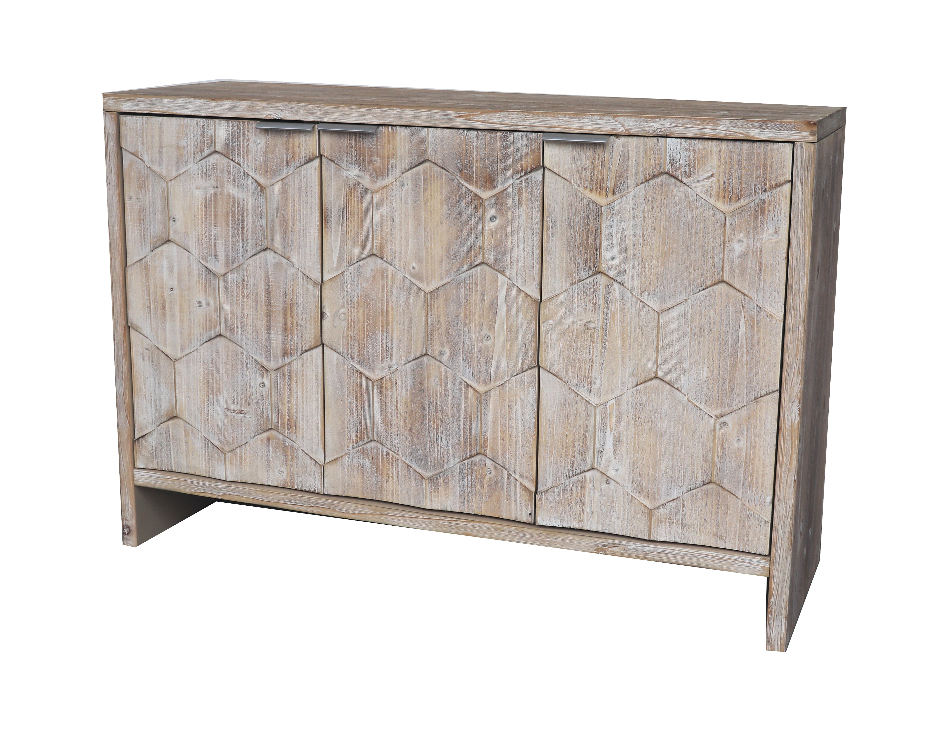 Farmhouse Style 3 Door Wooden Accent Cabinet