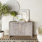 Farmhouse Style 3 Door Wooden Accent Cabinet