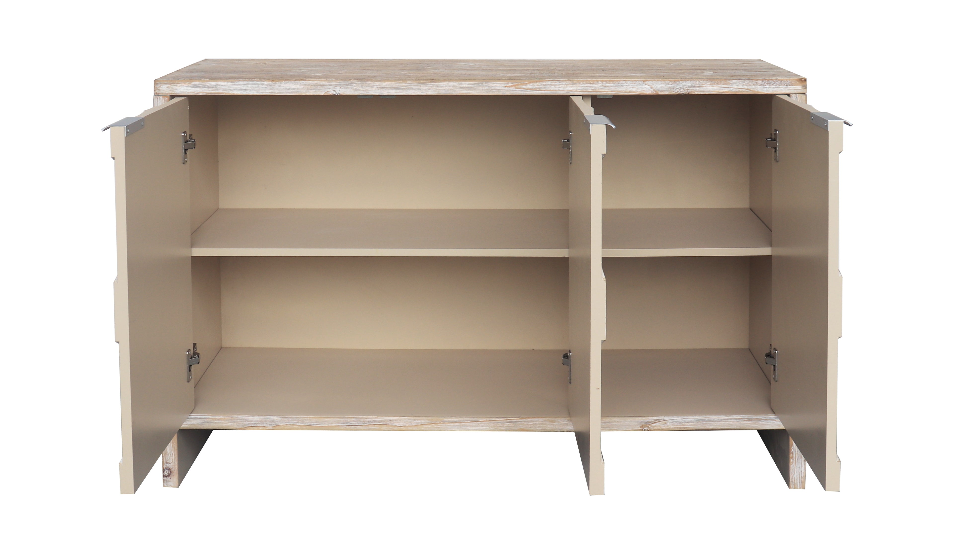 Farmhouse Style 3 Door Wooden Accent Cabinet