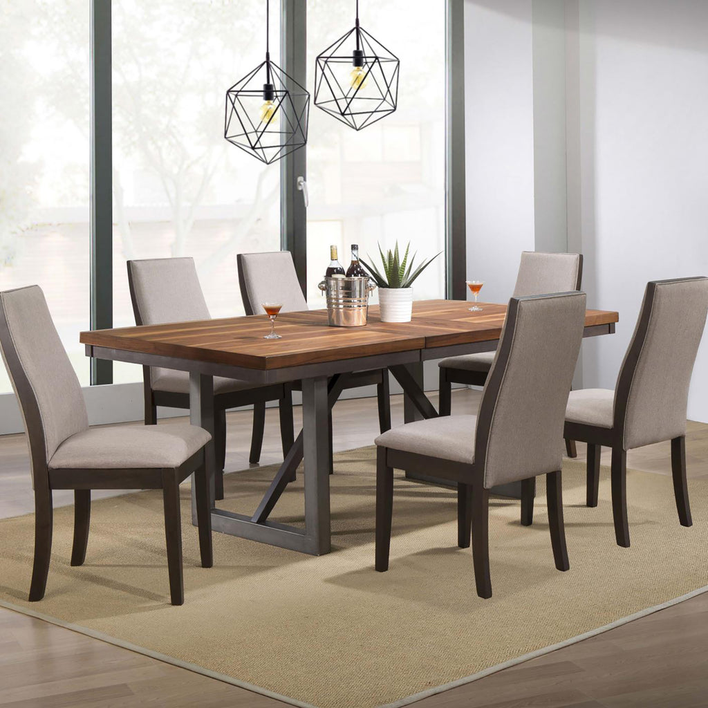 Taupe Upholstered Industrial Dining Chair Set