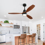 52 Inch Wooden Ceiling Fan With 3 Solid Wood Blades