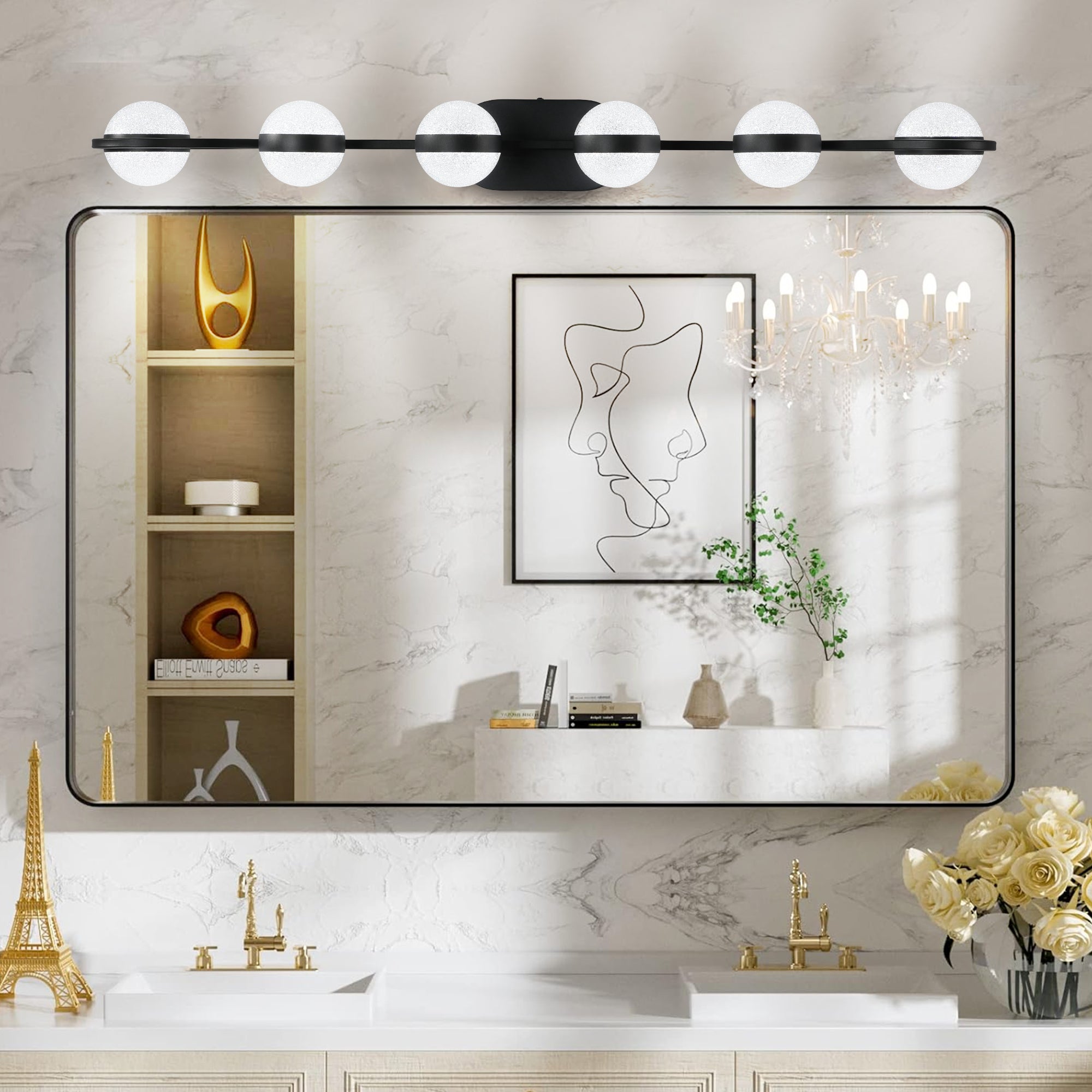43" Black Minimalist LED Bathroom Vanity Light
