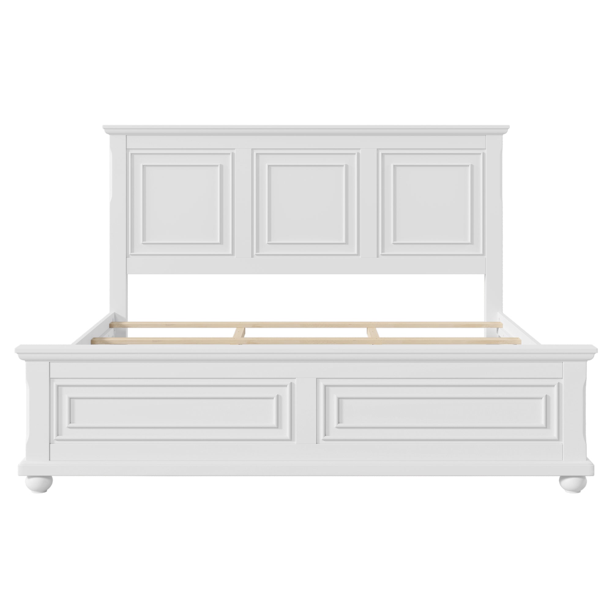 Traditional Town and Country Style Pinewood Vintage Tall Headboard King Bed Frame
