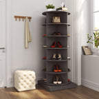 Grey 360 Rotating Shoe Cabinet - 6 Layers