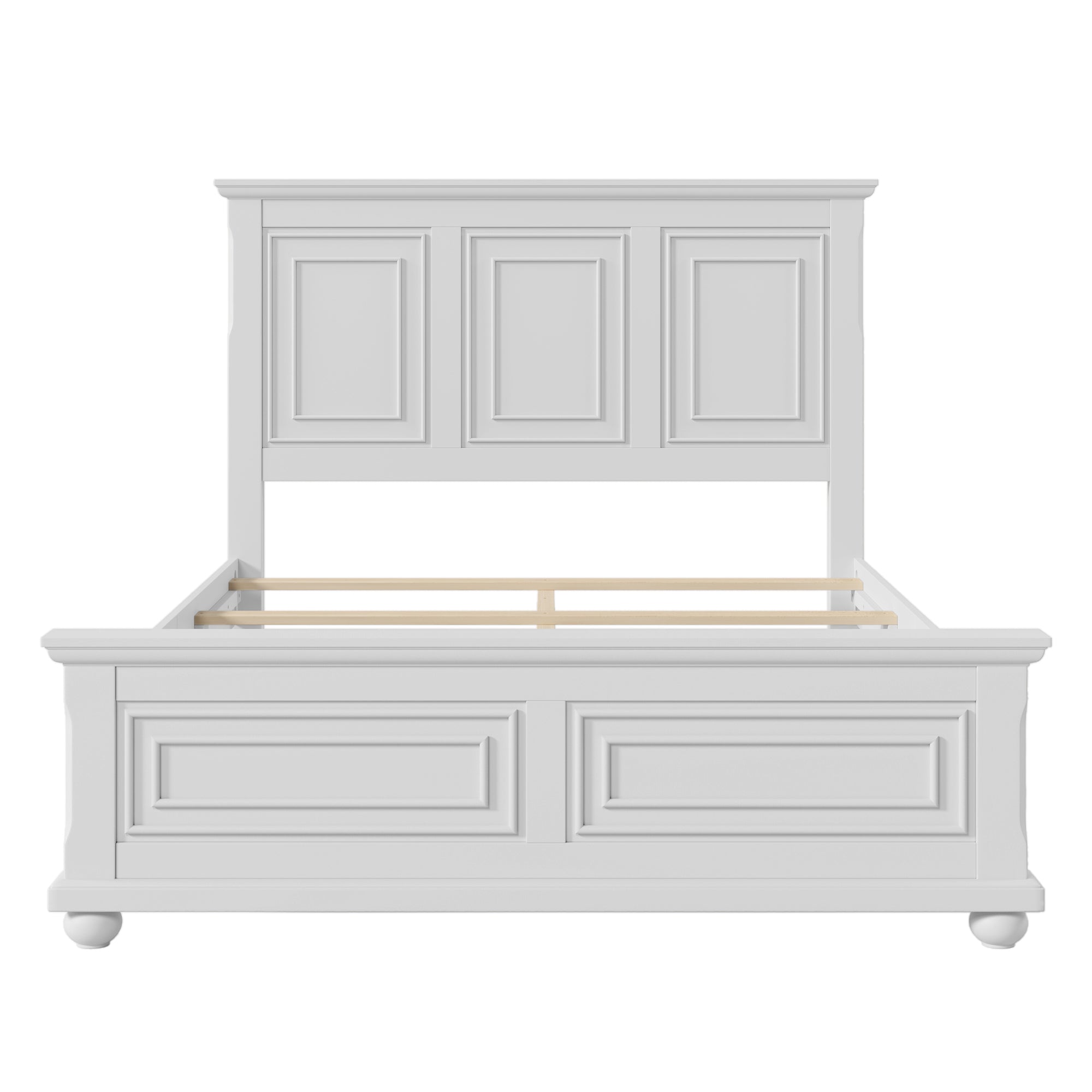 Traditional Town And Country Style Pinewood Vintage Tall Headboard Queen Bed Frame