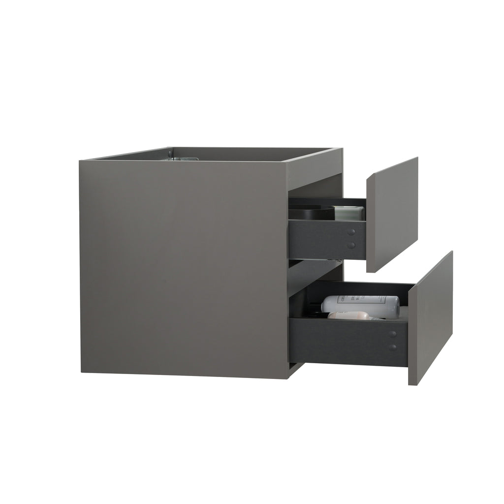 Alice 36-Inch Wall Mount Bathroom Vanity Cabinet, Gray, Two Drawers