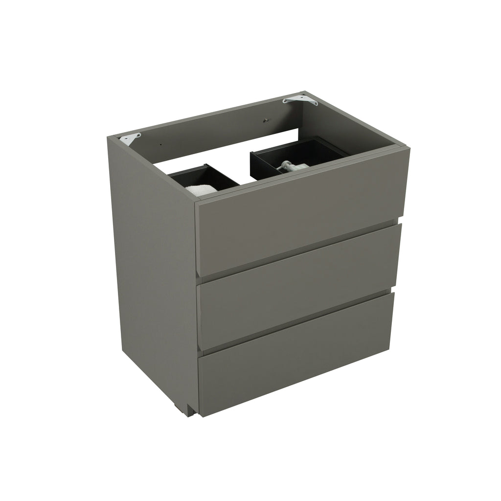 Alice Gray Floor Cabinet Vanity, 30-Inch, Three Drawers, No Basin