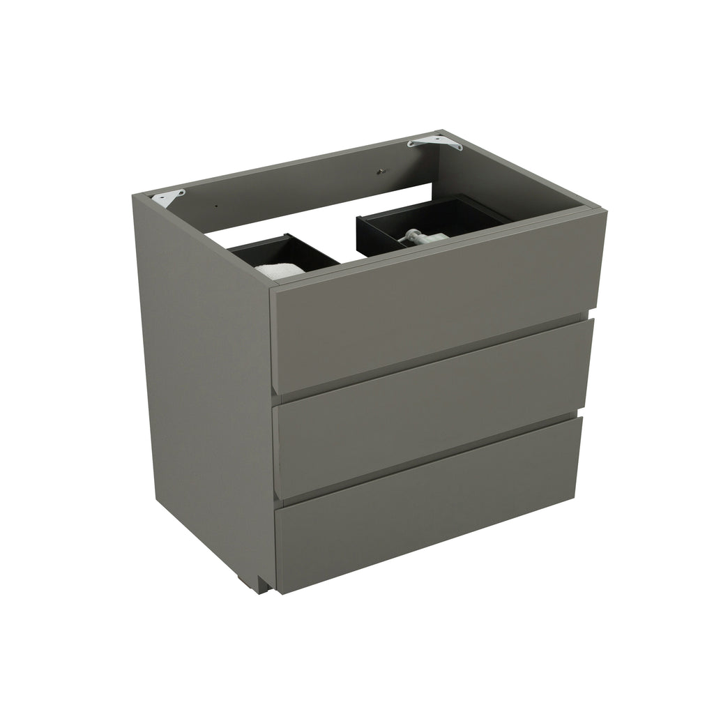 Alice Gray Floor Cabinet, 36 Inches, Three Drawers, No Basin