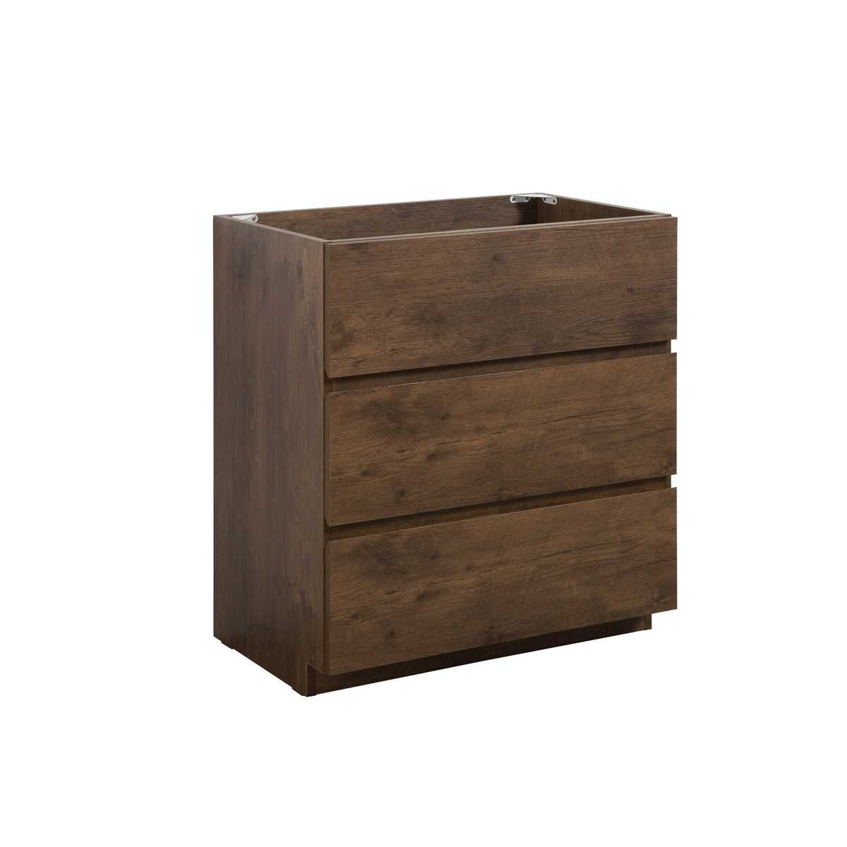 Alice Floor Cabinet Vanity, 30-Inch, Walnut, Three Drawers, No Basin