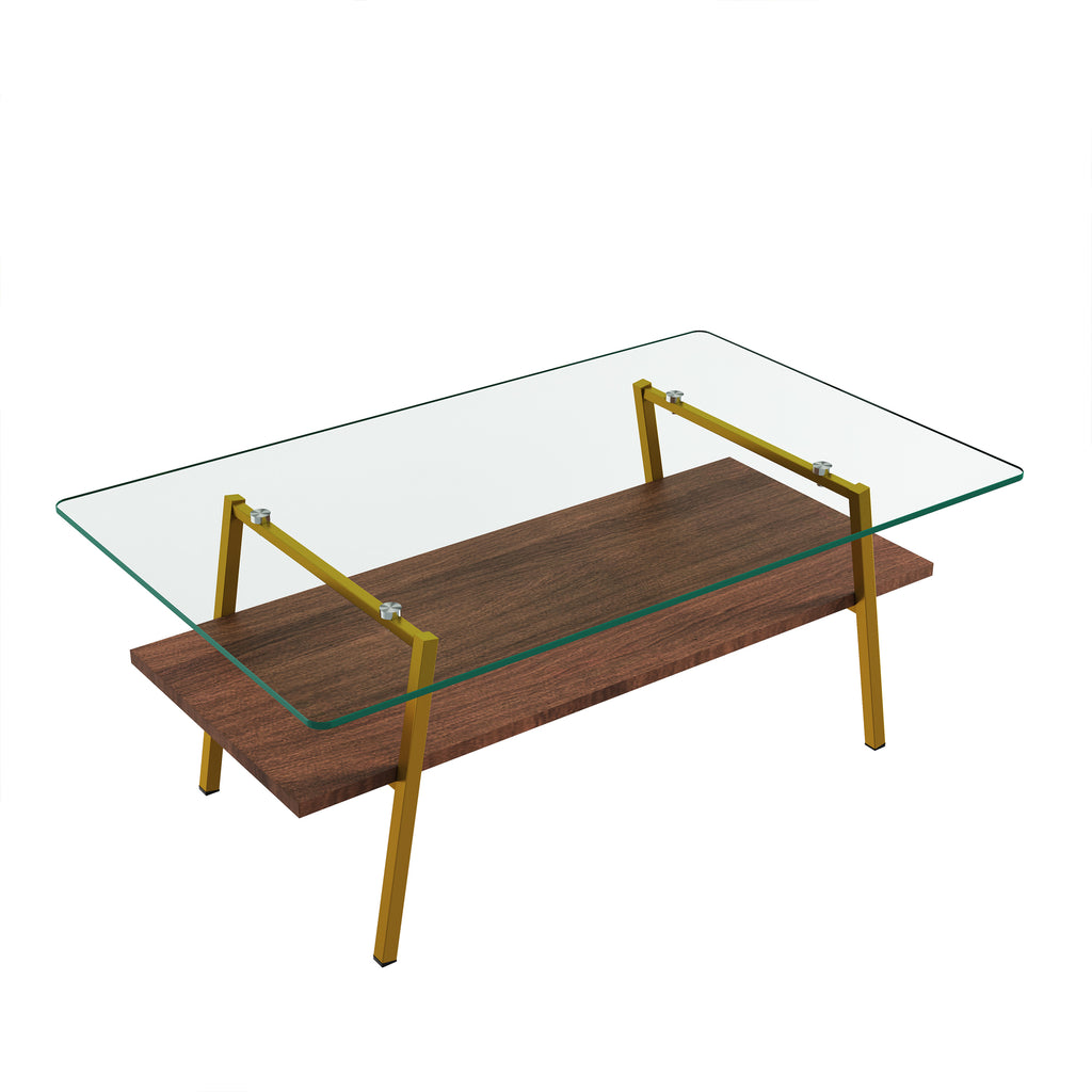 Rectangle Coffee Table with Tempered Glass Tabletop