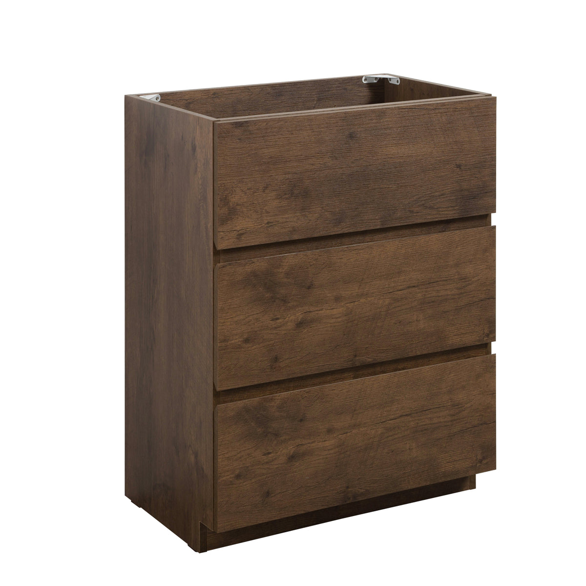Alice Floor Cabinet Vanity, 24-Inch, Walnut, 3 Drawers, No Basin