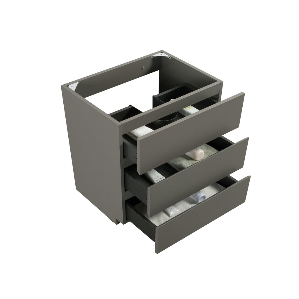 Alice Gray Floor Cabinet Vanity, 30-Inch, Three Drawers, No Basin