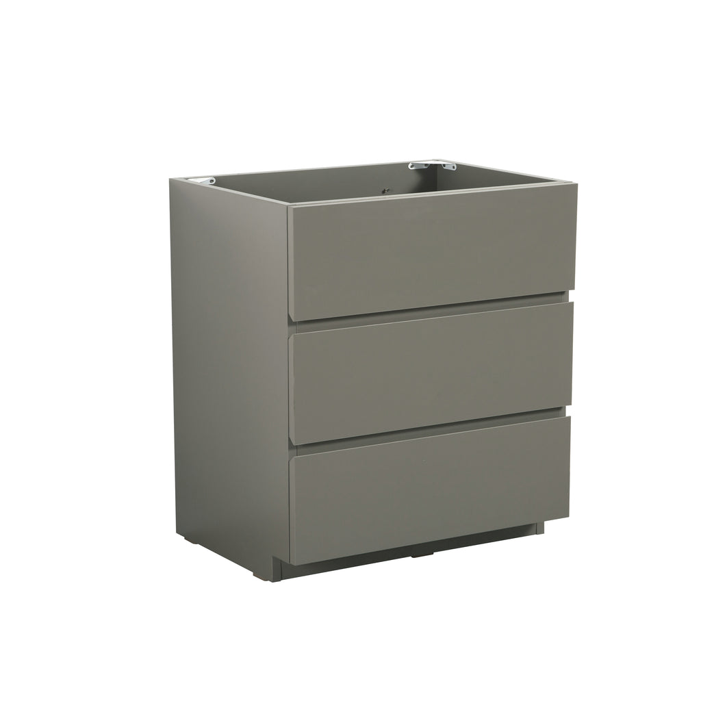 Alice Gray Floor Cabinet Vanity, 30-Inch, Three Drawers, No Basin