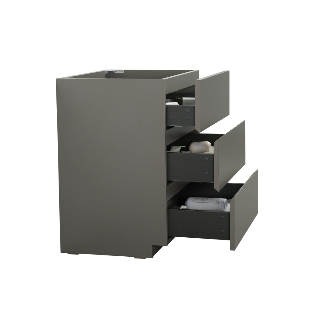 Alice Gray Floor Cabinet Vanity, 30-Inch, Three Drawers, No Basin