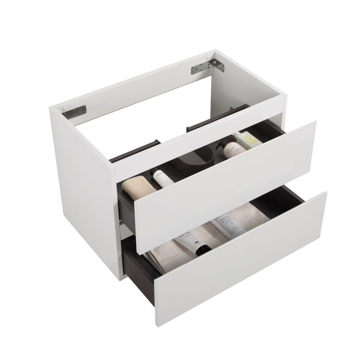Alice Wall Mount Bathroom Cabinet, 30-Inch, White, Two Drawers, No Basin