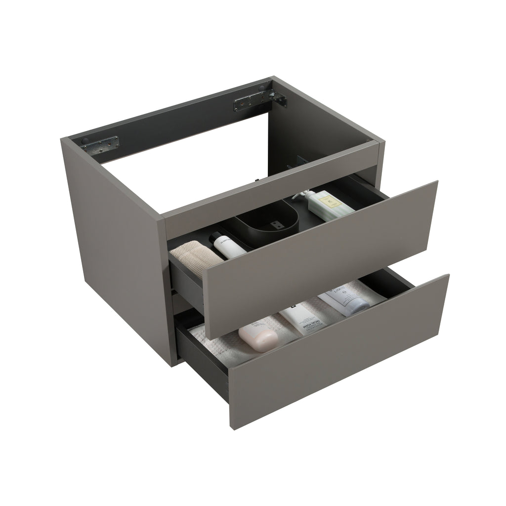 Alice 36-Inch Wall Mount Bathroom Vanity Cabinet, Gray, Two Drawers