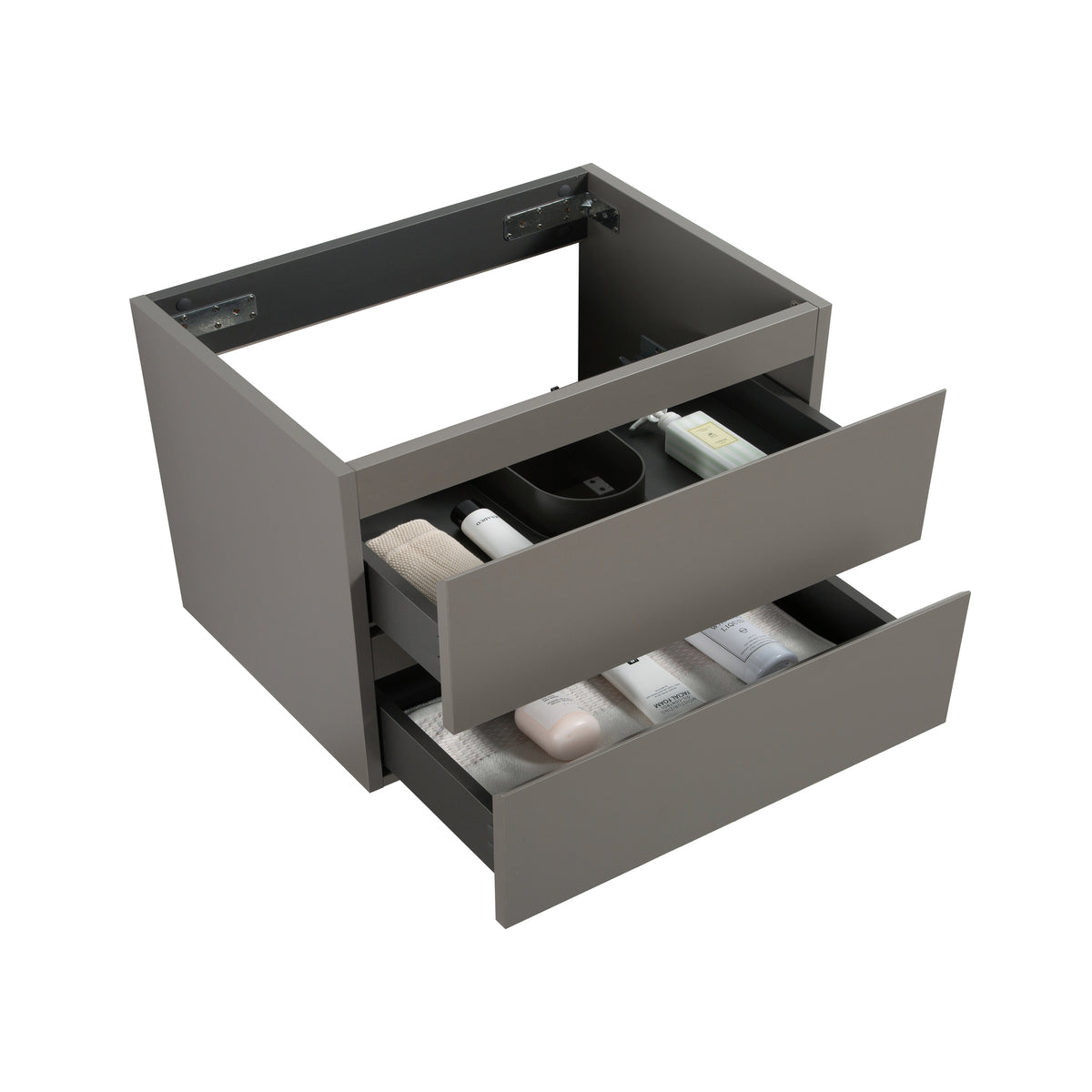 Alice 36-Inch Wall Mount Bathroom Vanity Cabinet, Gray, Two Drawers