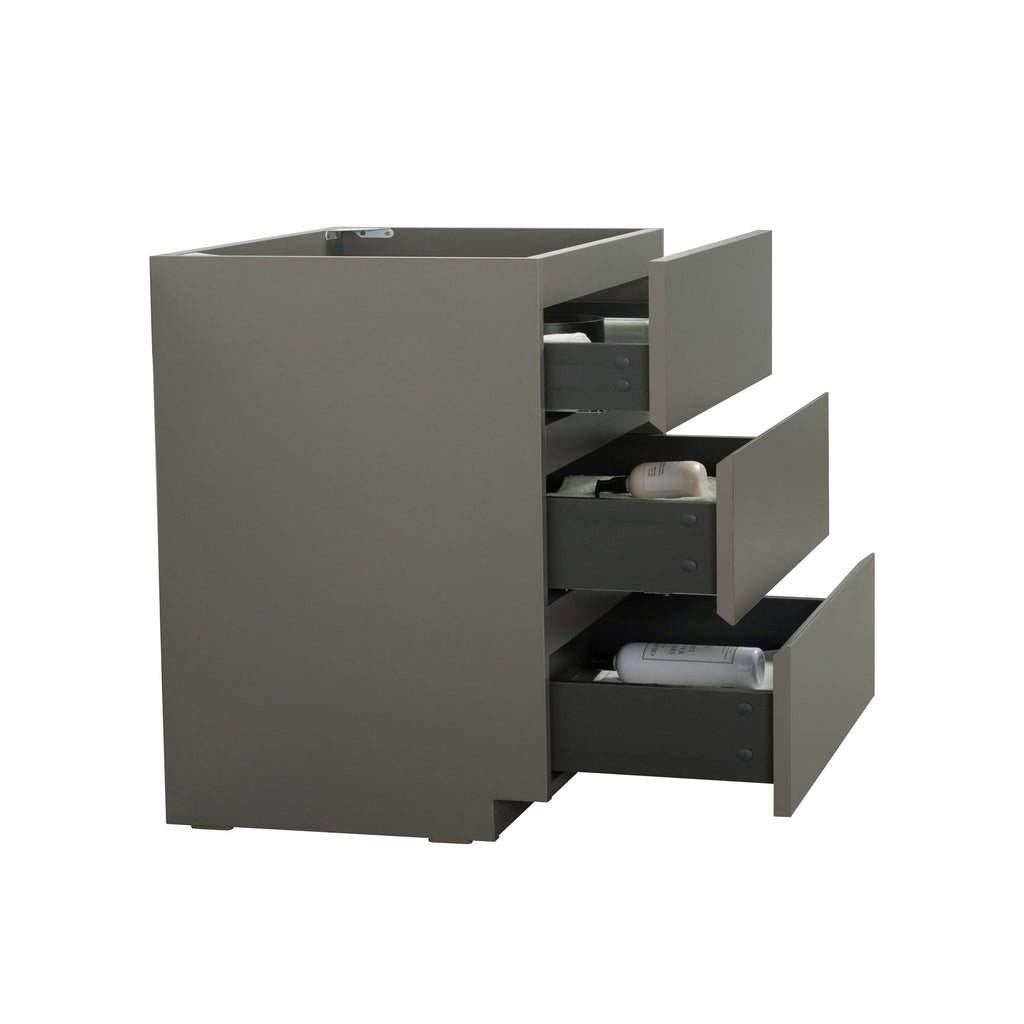Alice Gray Floor Cabinet, 36 Inches, Three Drawers, No Basin