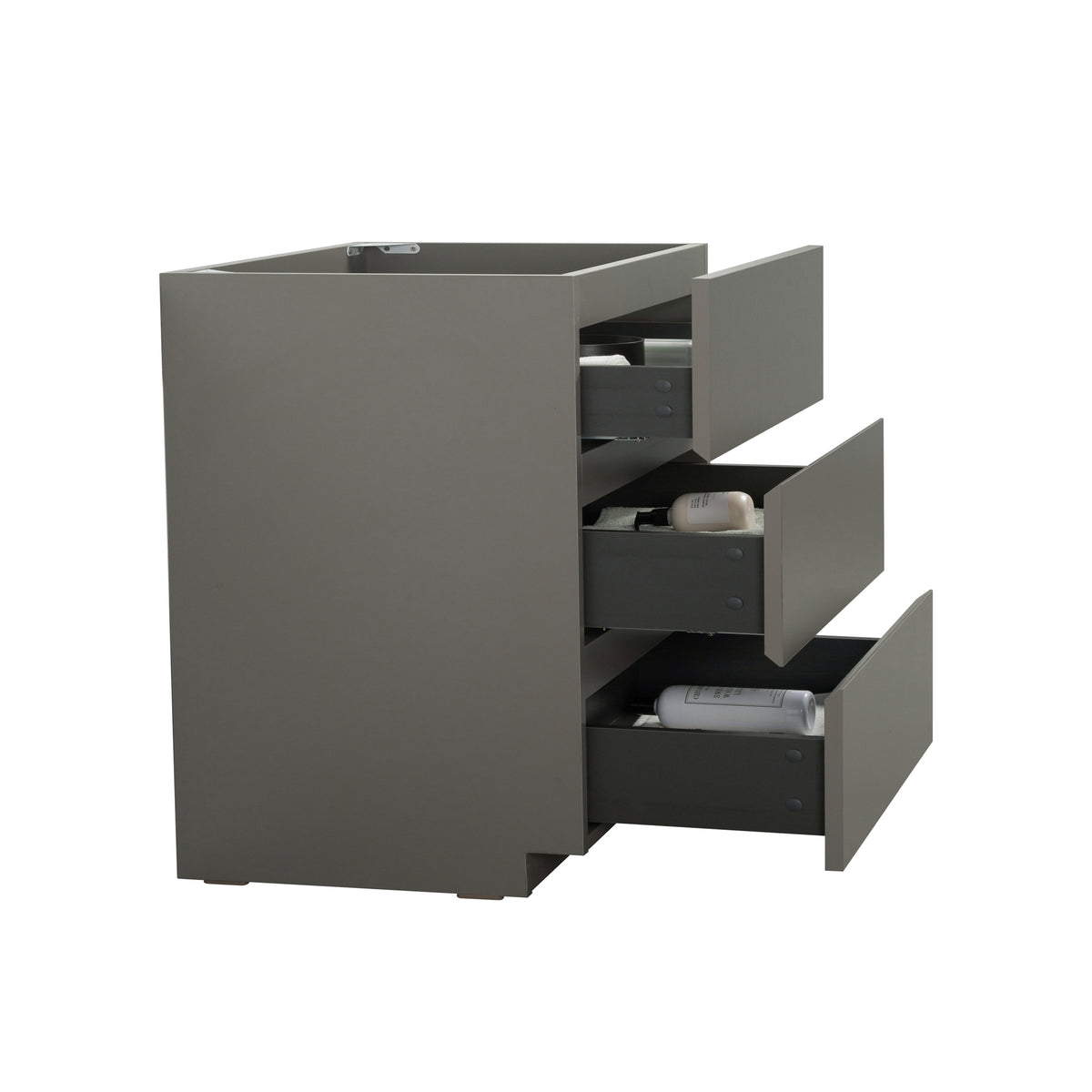 Alice Gray Floor Cabinet, 36 Inches, Three Drawers, No Basin