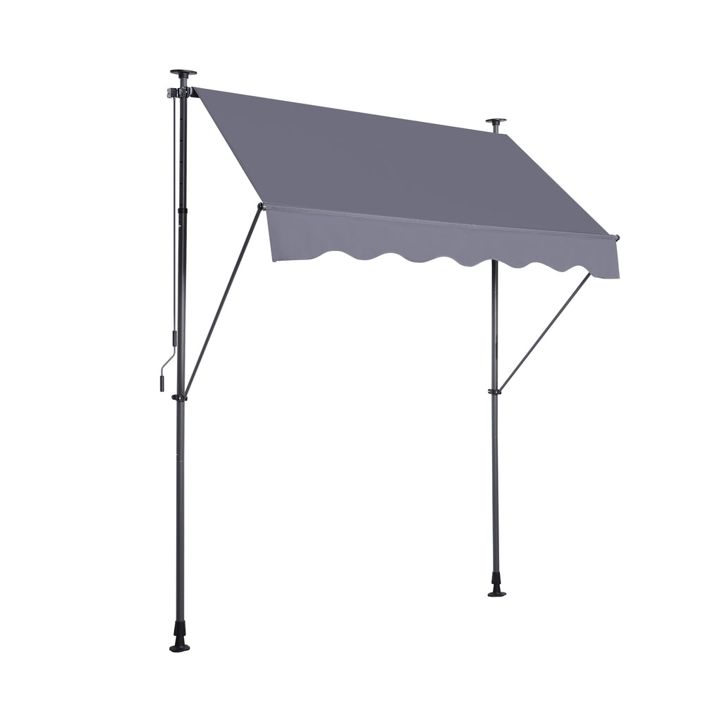 Manual Retractable Awning - 118'' Non-Screw Outdoor Sun Shade