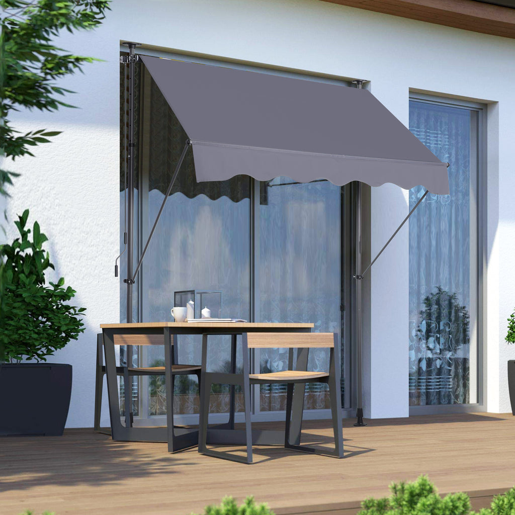 Manual Retractable Awning - 78'' UV-Protected Outdoor Canopy