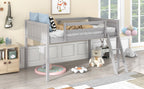 Twin Size Wood Low Loft Bed with Ladder