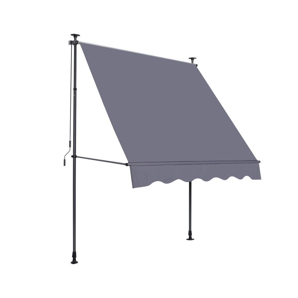 Manual Retractable Awning - 118'' Non-Screw Outdoor Sun Shade
