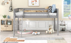 Twin Size Wood Low Loft Bed with Ladder