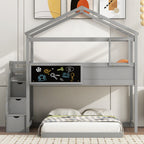 Twin Over Full House Bunk Bed with Storage Staircase