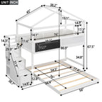 Twin Over Full House Bunk Bed with Storage Staircase