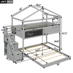 Twin Over Full House Bunk Bed with Storage Staircase