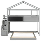 Twin Over Full House Bunk Bed with Storage Staircase