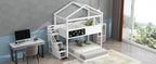 Twin Over Full House Bunk Bed with Storage Staircase