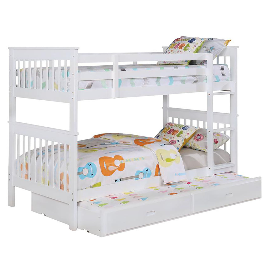 White Slatted Headboard Twin/Twin Bunk Bed