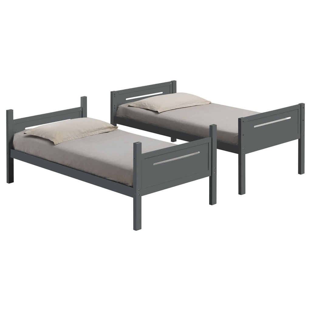 Grey Twin/Twin Bunk Bed with Built-in Ladder