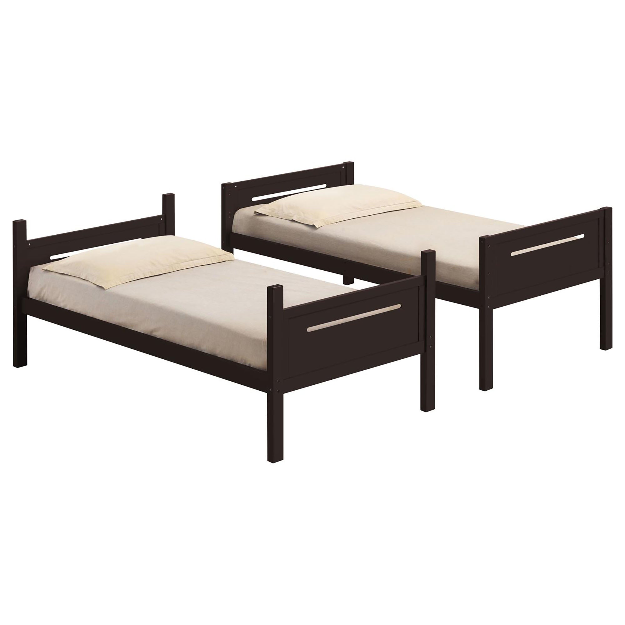 Espresso Twin/Twin Bunk Bed With Built-in Ladder