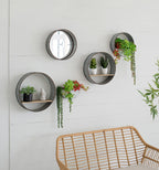 Farmhouse Round Metal Wall Planter Set - 5 Piece