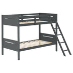 Grey Twin/Twin Bunk Bed with Built-in Ladder