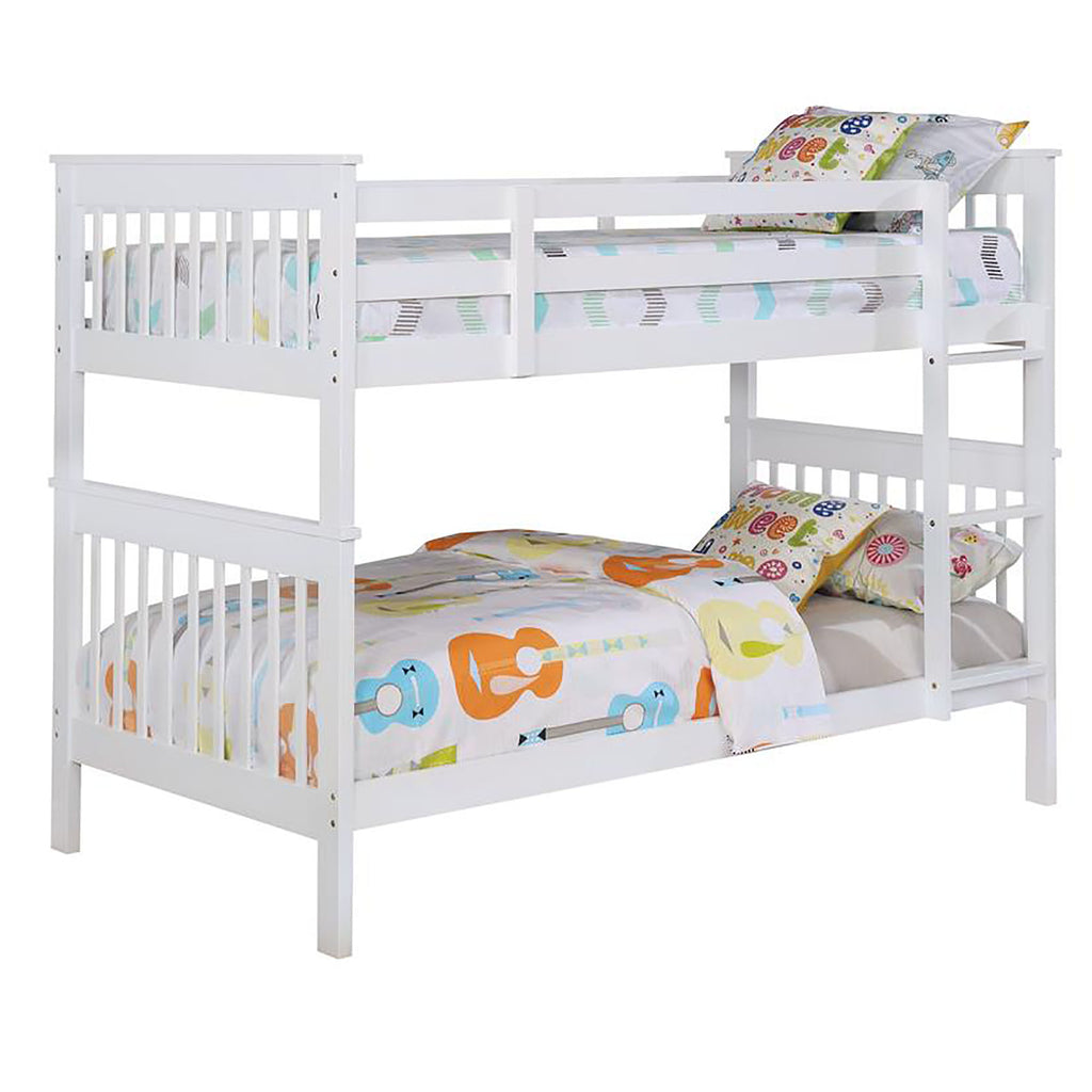 White Slatted Headboard Twin/Twin Bunk Bed