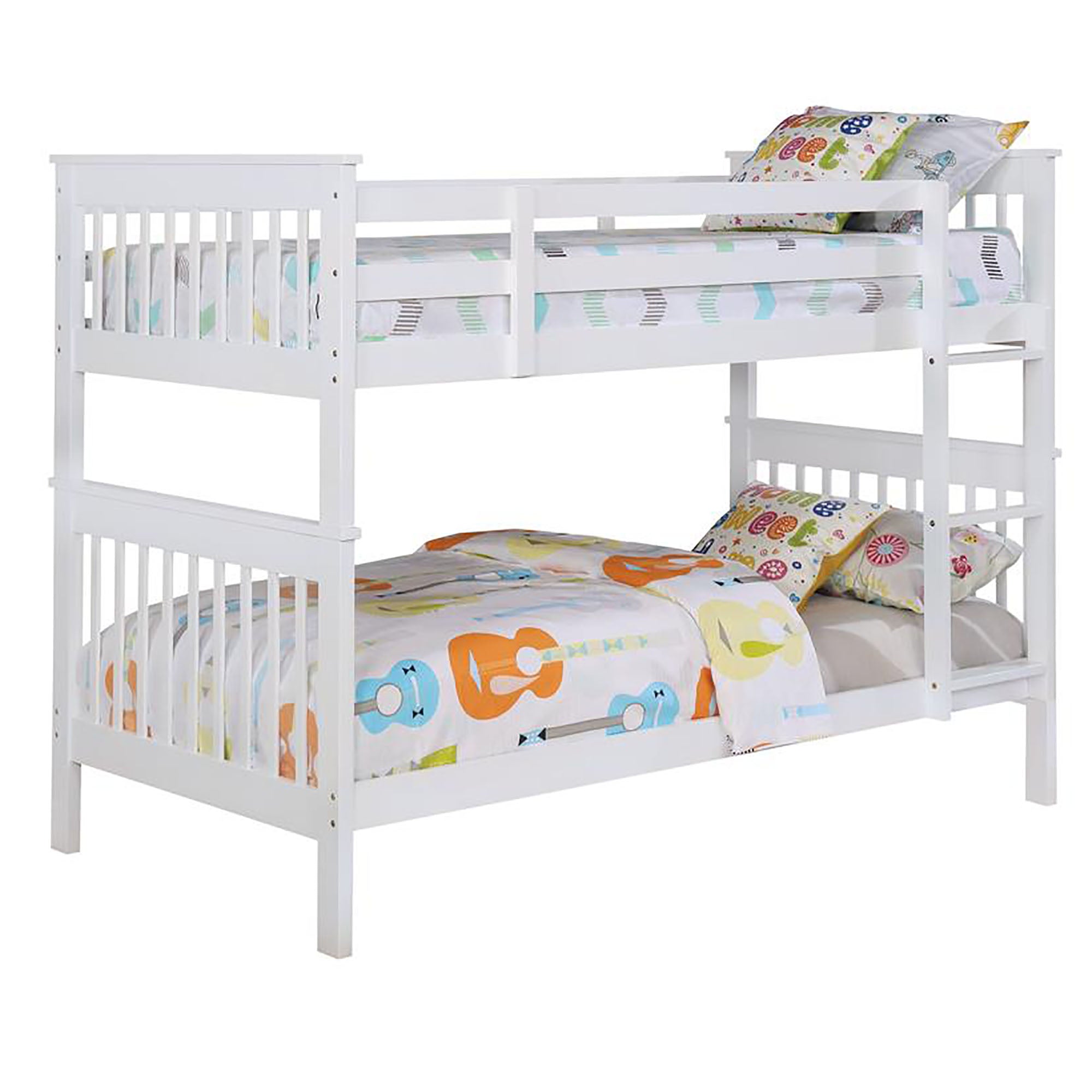 White Slatted Headboard Twin/Twin Bunk Bed