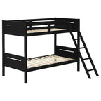 Black Twin/Twin Bunk Bed with Built-In Ladder