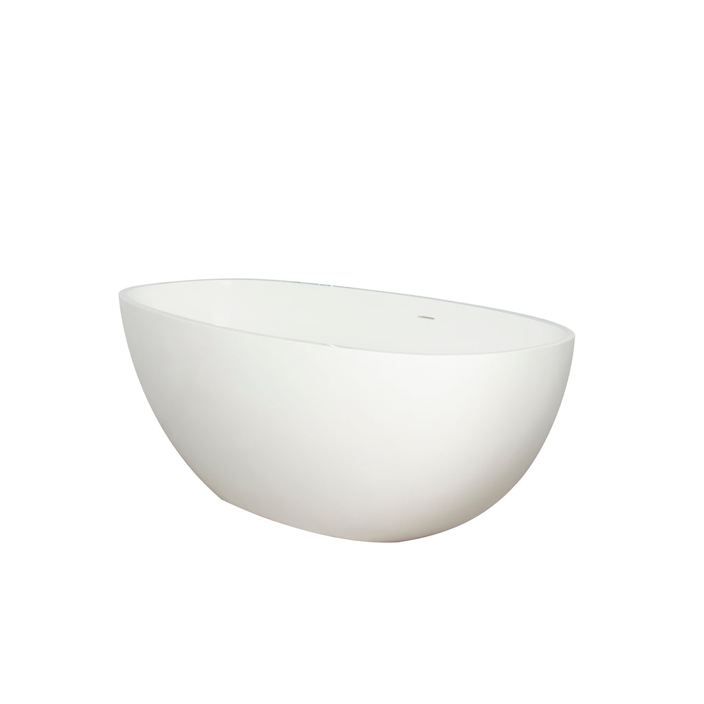 65.2 Inch Freestanding Solid Surface Soaking Bathtub