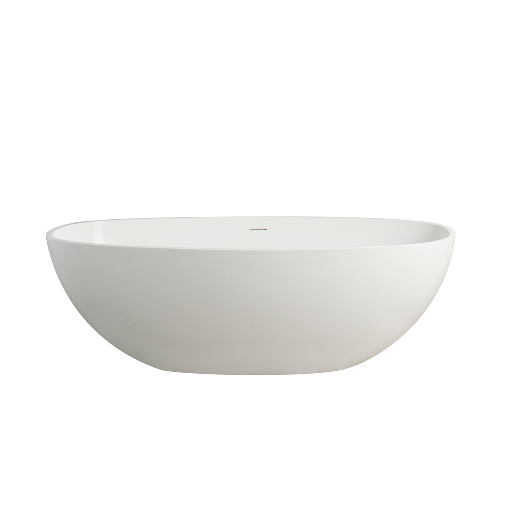 65.2 Inch Freestanding Solid Surface Soaking Bathtub