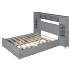 Queen Size Wooden Bed With All-in-One Cabinet, Shelf and Sockets